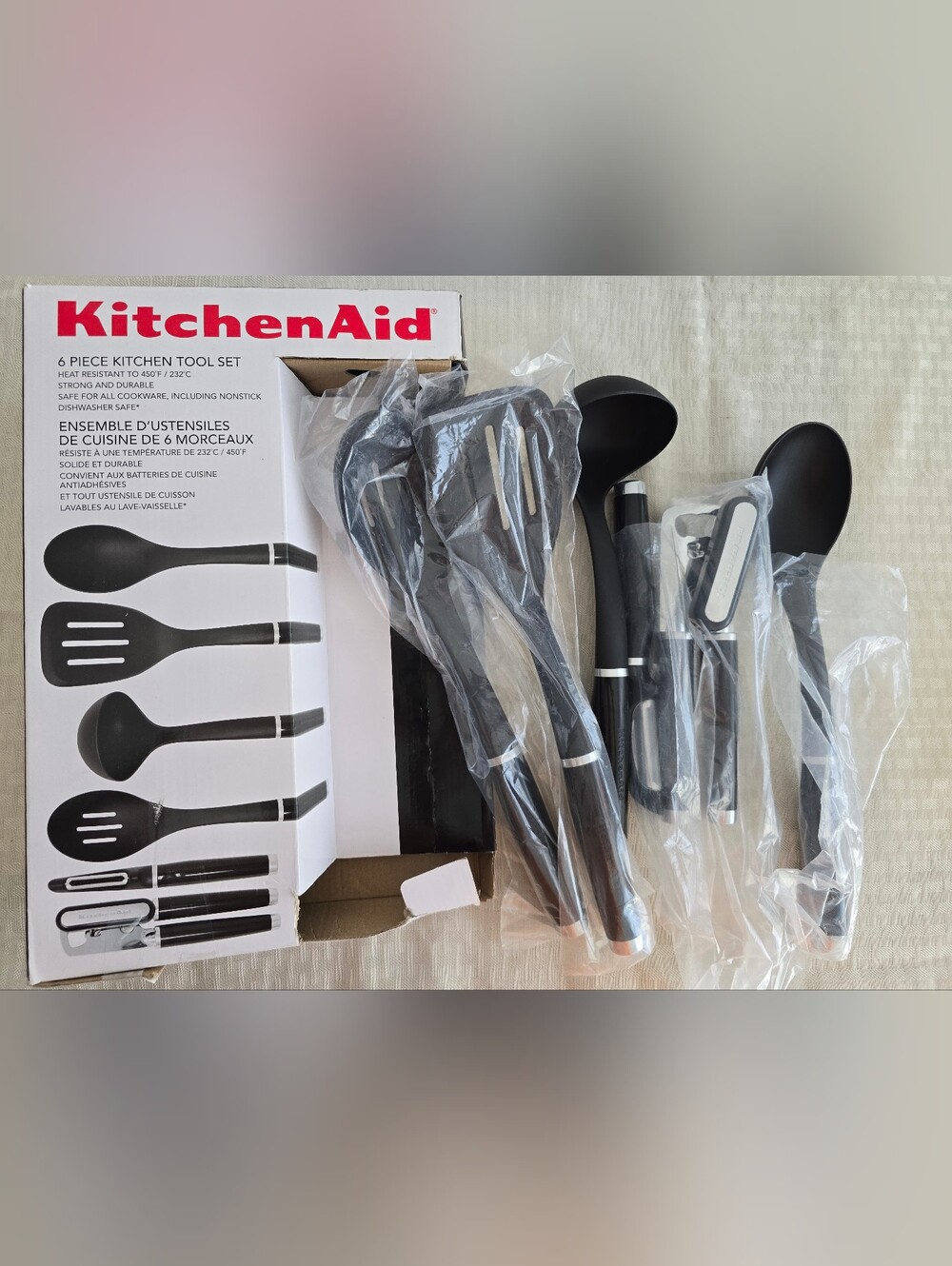 KITCHENAID Kitchen 6-Piece Black Heat-Resistant Tool Set